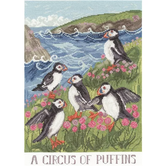 Bothy Threads A Circus Of Puffins Cross Stitch Kit