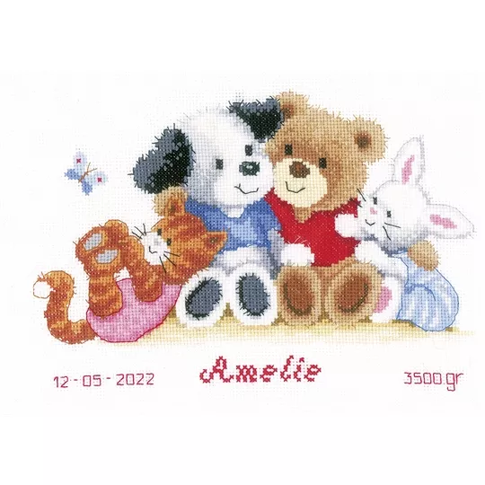 Vervaco Animal Friends Sampler Birth Sampler Cross Stitch Kit