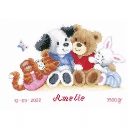 Vervaco Animal Friends Sampler Birth Sampler Cross Stitch Kit
