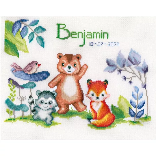 Vervaco Wave from the Woods Sampler Birth Sampler Cross Stitch Kit