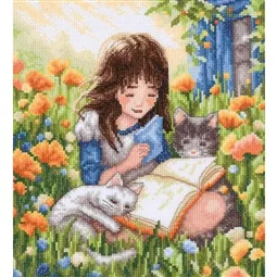 Vervaco Relaxing in the Garden -Evenweave Cross Stitch Kit