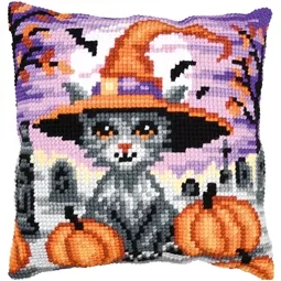 Vervaco Halloween Kitten Cushion Cross Stitch
