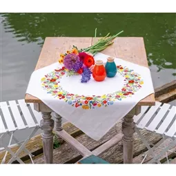 Vervaco Colourful World of Flowers Tablecloth Embroidery Kit