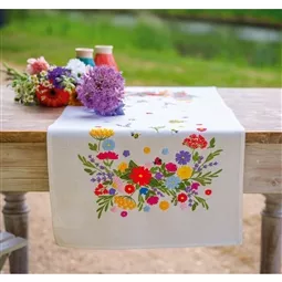 Vervaco Colourful World of Flowers Runner Embroidery Kit