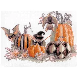 Aine Pumpkin Bat Party Cross Stitch Kit