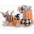 Image of Aine Pumpkin Bat Party Cross Stitch Kit