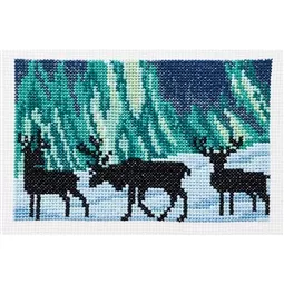 Permin Reindeer in Northern Lights Christmas Cross Stitch Kit