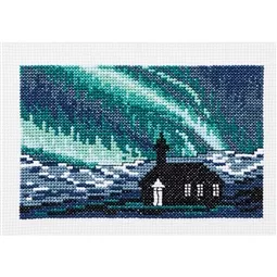 Permin Church in Northern Lights Christmas Cross Stitch Kit