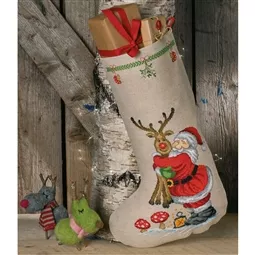 Permin Reindeer Hug Stocking Christmas Cross Stitch Kit