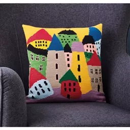 Permin Crooked Houses Cushion Cross Stitch Kit