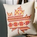 Image of Permin Leaf with Pattern Cushion Cross Stitch Kit