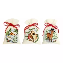 Vervaco Christmas Scene Bags - Set of 3 Cross Stitch Kit