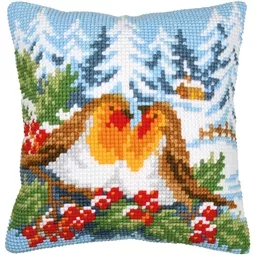 Vervaco Robins in Winterland Cushion Christmas Cross Stitch Kit