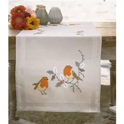 Vervaco Robins Tablerunner Christmas Cross Stitch Kit