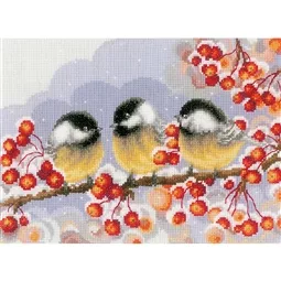 Vervaco Chickadees Among Berries Christmas Cross Stitch Kit