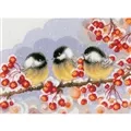 Image of Vervaco Chickadees Among Berries Christmas Cross Stitch Kit