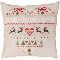 Vervaco Reindeer Heart Cushion Christmas Cross Stitch Kit