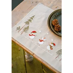 Vervaco Snowmen Placemat - Set of 2 Embroidery Kit