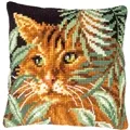 Image of Vervaco Cat Between Leaves Cushion Cross Stitch Kit