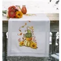Image of Vervaco Pumpkin and Leaves Runner Cross Stitch Kit