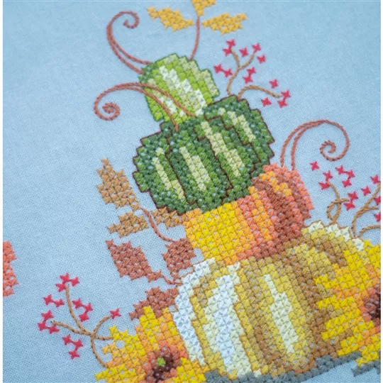 Photo 3 of Vervaco Pumpkin with Leaves Tablecloth Cross Stitch Kit Image 3 of Vervaco Pumpkin with Leaves Tablecloth Cross Stitch Kit