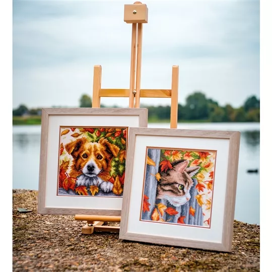 Photo 2 of Vervaco Dog in Autumn Cross Stitch Kit Image 2 of Vervaco Dog in Autumn Cross Stitch Kit