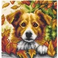 Image of Vervaco Dog in Autumn Cross Stitch Kit