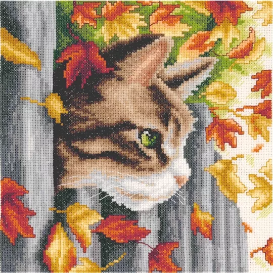 Photo 1 of Vervaco Kitten at the Fence Cross Stitch Image 1 of Vervaco Kitten at the Fence Cross Stitch