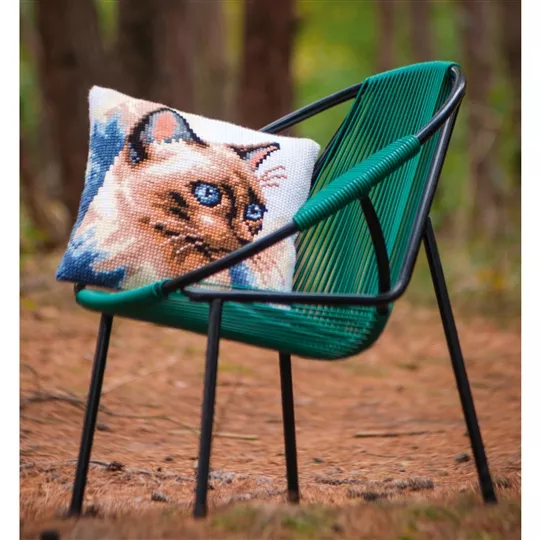 Photo 2 of Vervaco Siamese Cat Cushion Cross Stitch Kit Image 2 of Vervaco Siamese Cat Cushion Cross Stitch Kit