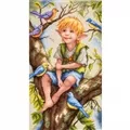 Image of Lanarte Chatter Among the Leaves Cross Stitch Kit