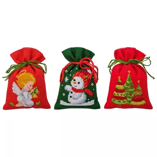 Vervaco Christmas Time Bags Set of 3 Cross Stitch Kit
