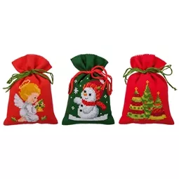 Vervaco Christmas Time Bags Set of 3 Cross Stitch Kit