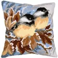 Image of Vervaco Winter Bluetits Cushion Christmas Cross Stitch Kit
