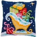 Image of Vervaco Sleigh Cushion Christmas Cross Stitch Kit