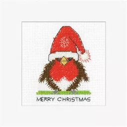Heritage Robin Santa Hat Card Christmas Cross Stitch Kit
