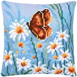 Vervaco Butterfly and Flowers - Blue Cross Stitch Kit
