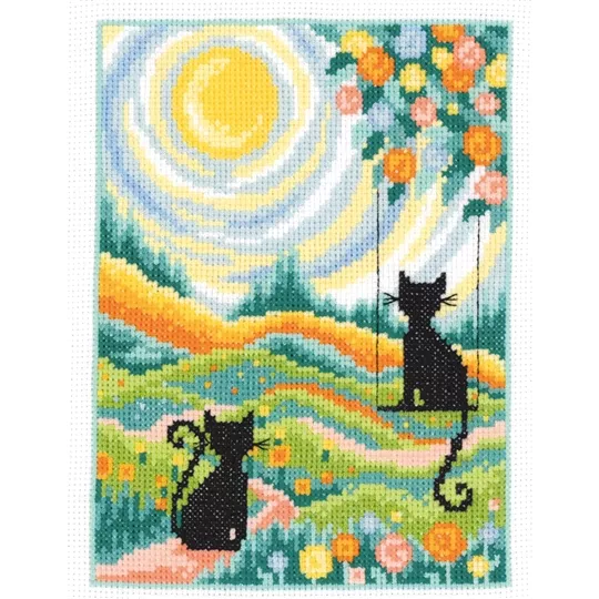Vervaco Two Cats in the Garden Cross Stitch Kit