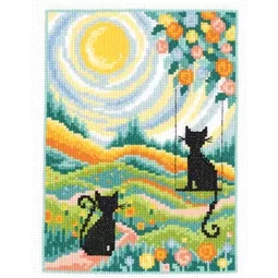 Vervaco Two Cats in the Garden Cross Stitch Kit