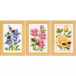 Vervaco Flowers and Ladybug Miniatures Cross Stitch Kit