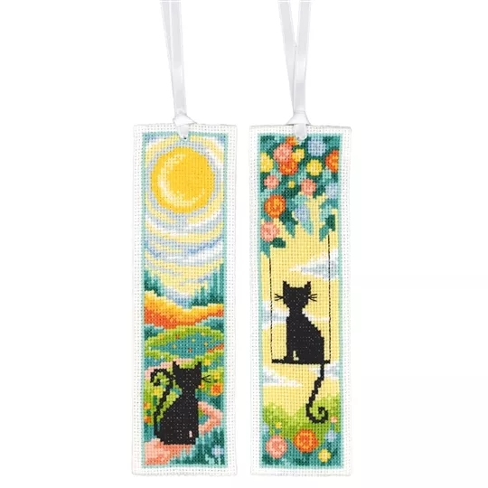 Vervaco Cats in the Garden Bookmarks Set of 2 Cross Stitch Kit