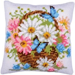 Vervaco Basket of Flowers Cushion Cross Stitch Kit