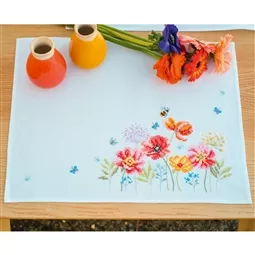 Vervaco Poppies and Wildflowers Placemats Cross Stitch Kit