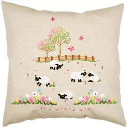 Vervaco Sheep in the Meadow Cushion Embroidery Kit