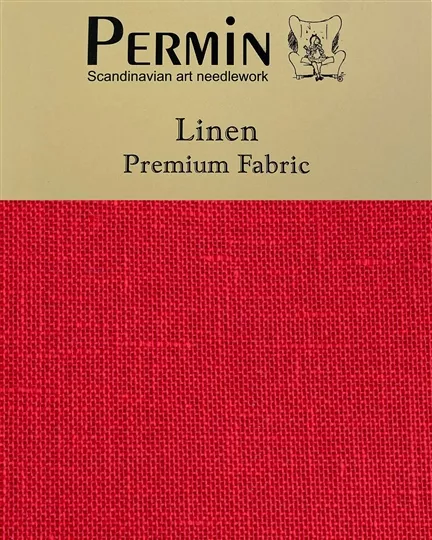 Permin 28 Count Linen - Christmas Red Fabric