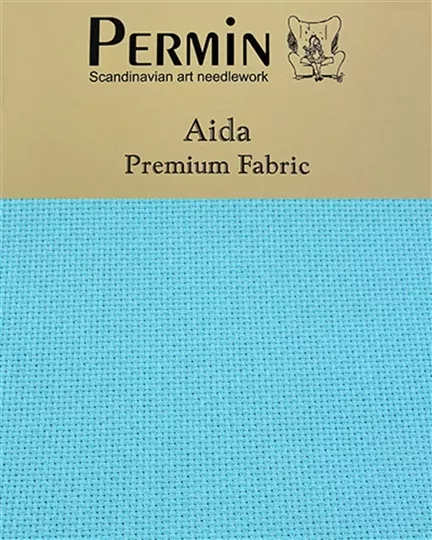 Permin 16 Count Aida - Riviera Aqua Fabric
