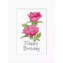 Heritage Pink Roses Card Cross Stitch Kit