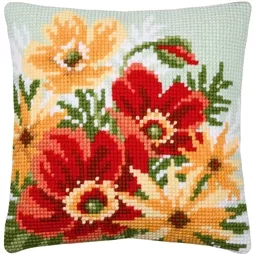 Vervaco Poppy Bouquet Cushion Cross Stitch Kit