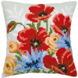 Vervaco Poppy and Cornflower Cushion Cross Stitch Kit