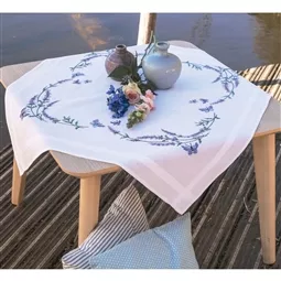 Vervaco Lavender and Butterflies Tablecloth Cross Stitch Kit