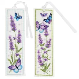 Vervaco Lavender and Butterflies Bookmarks Cross Stitch Kit
